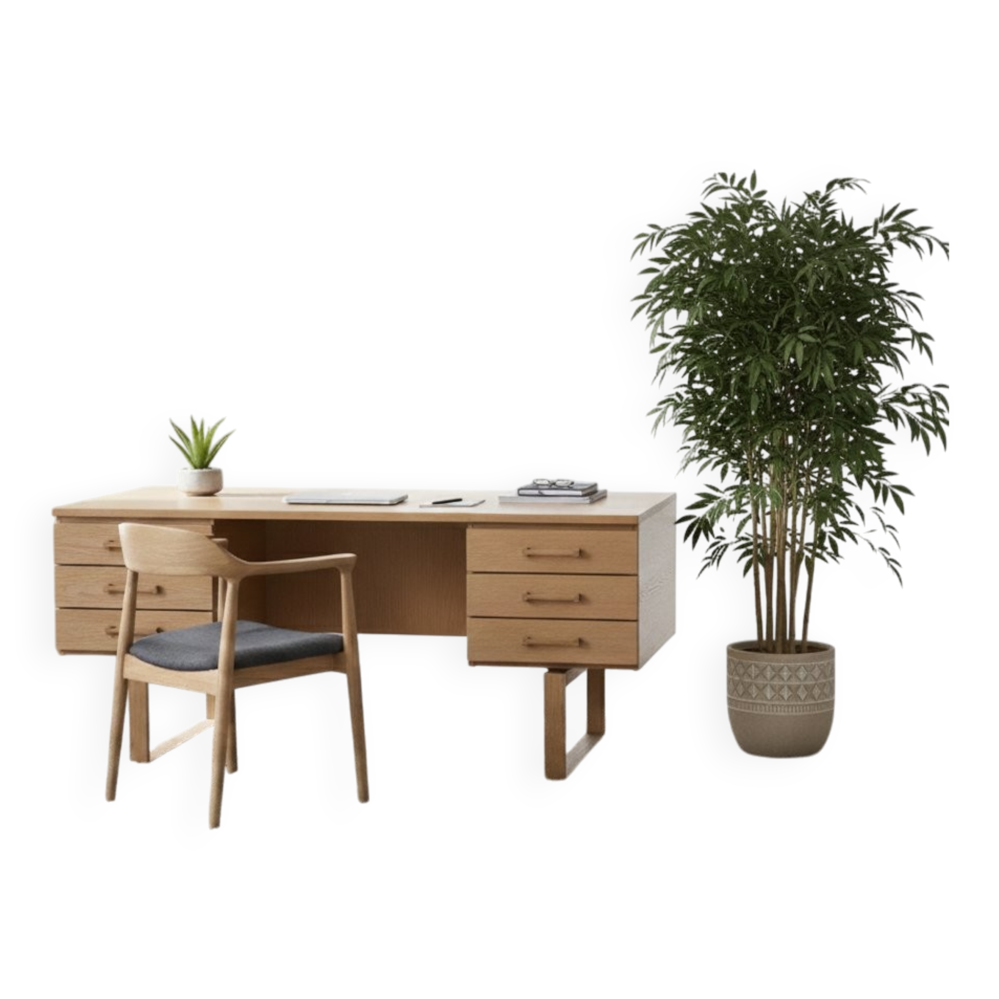 Vintage Oak Desk by Henning Jensen & Torben Valeur for Dyrlund, Denmark, 1960s