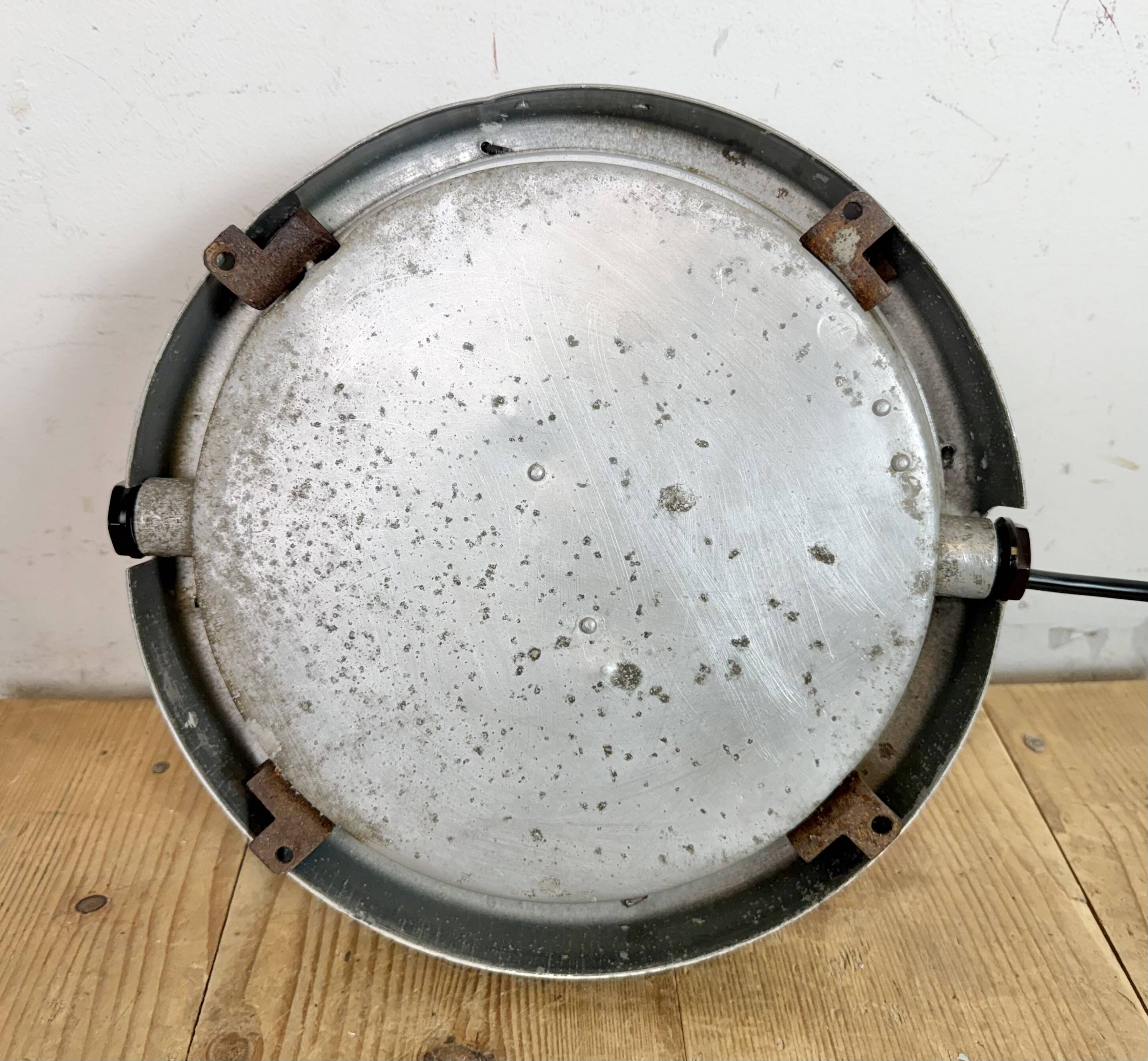 Industrial Grey Wall Light with Milk Glass from Elektrosvit, 1970s