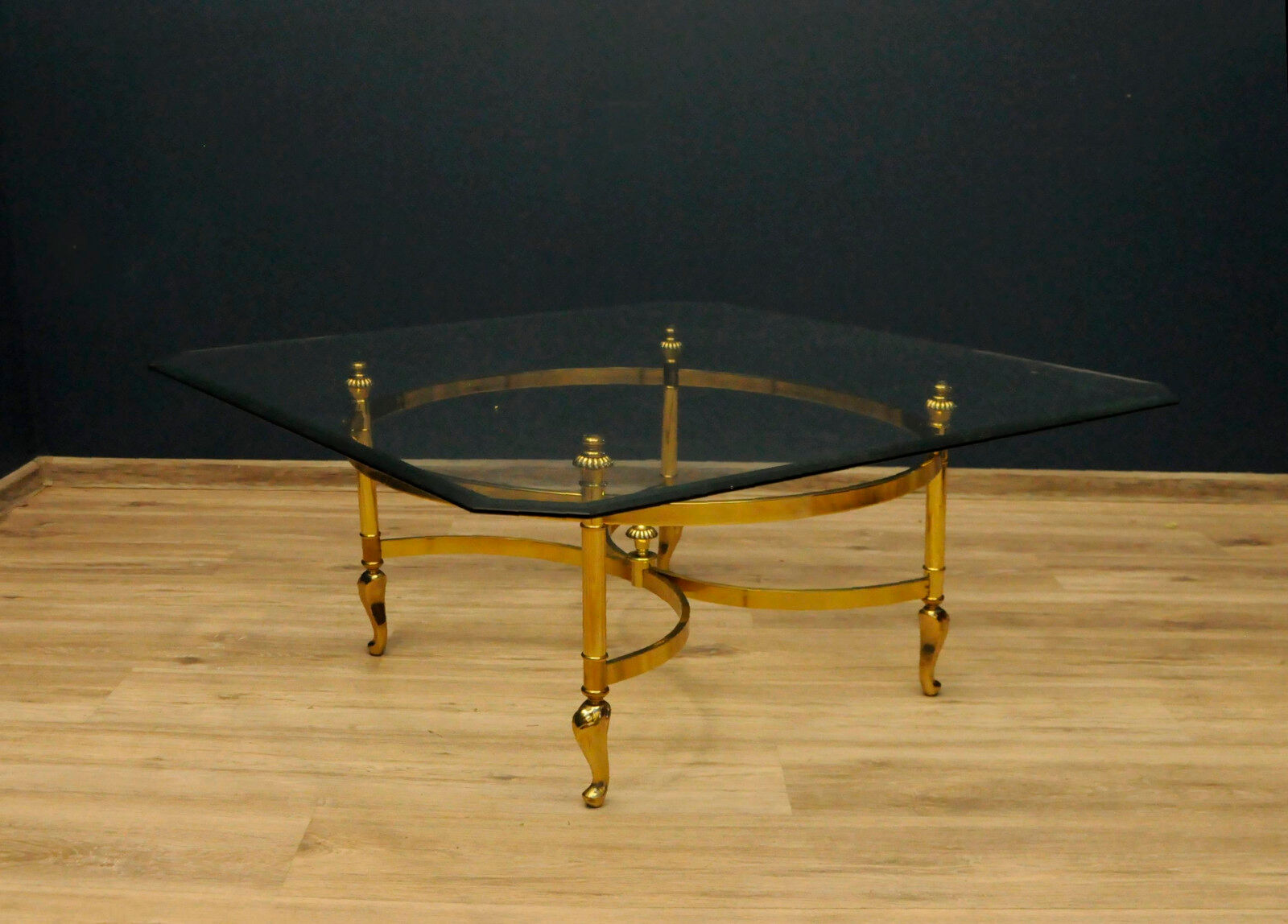 Glass coffee table and gilding Hollywood Regency