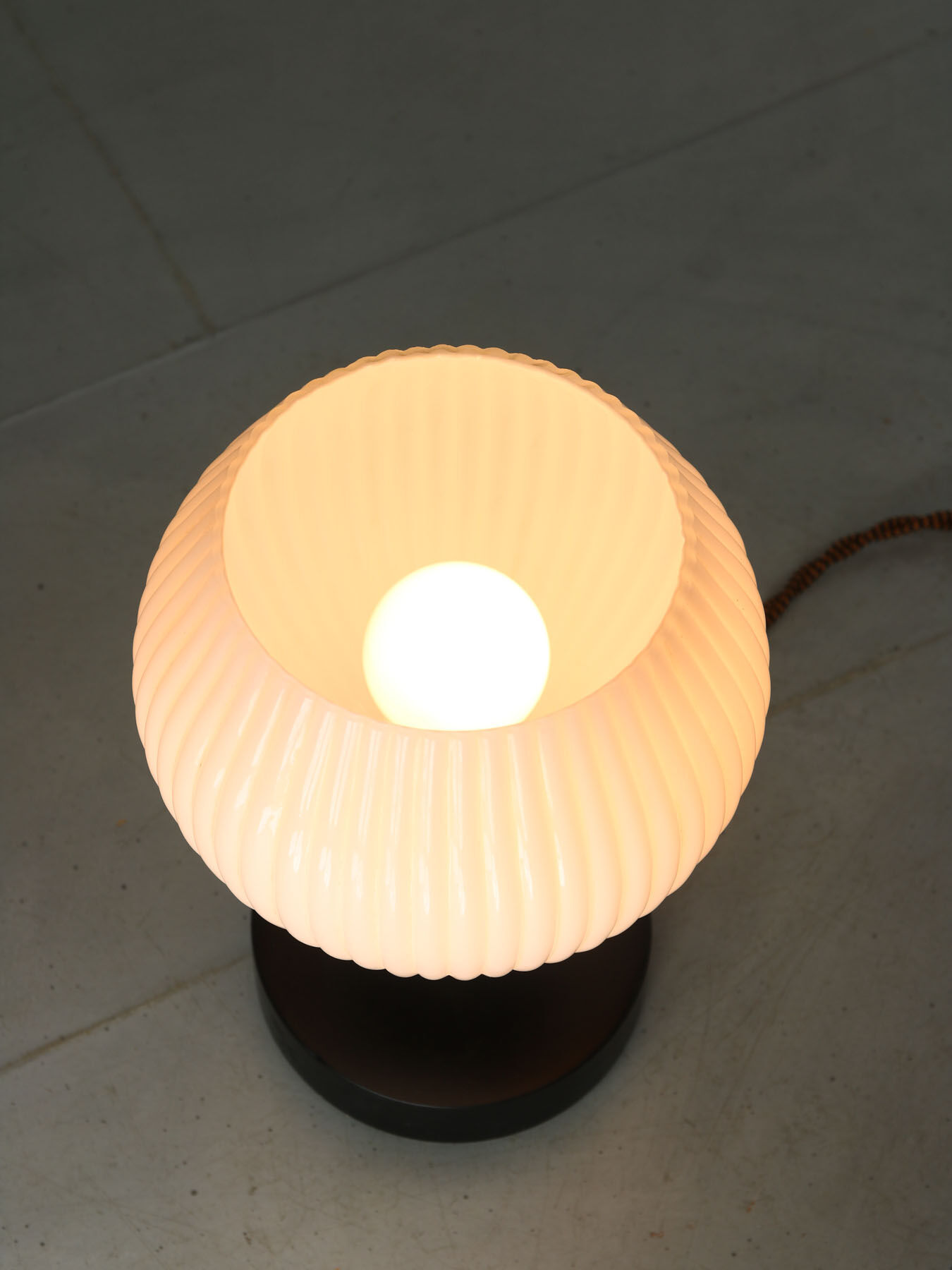 Mid-century brass & opaline table lamp