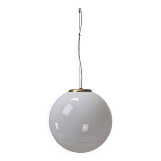 Italian Murano Glass Globe Chandelier with Brass Accents, 1970s