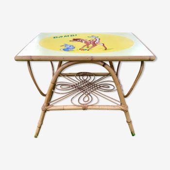 Children's vintage rattan table