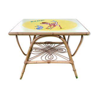 Children's vintage rattan table