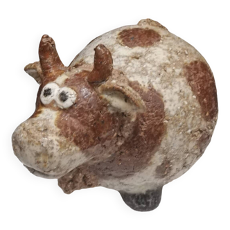 Vache en grès craquelé