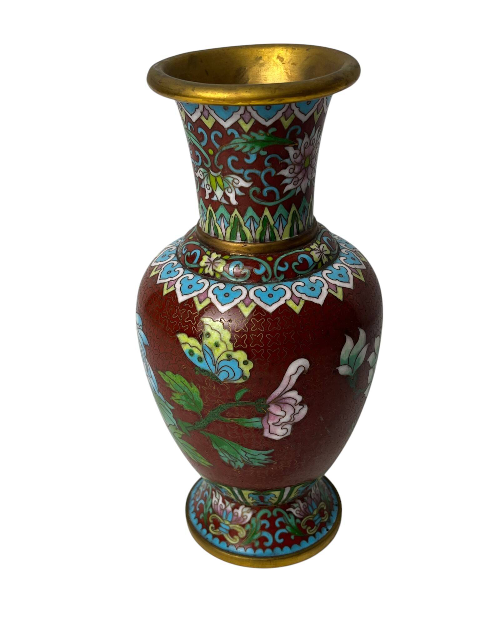 Chine, vase en cloisonné chrysanthèmes début XXème