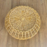Braided wicker pouf from the 70s