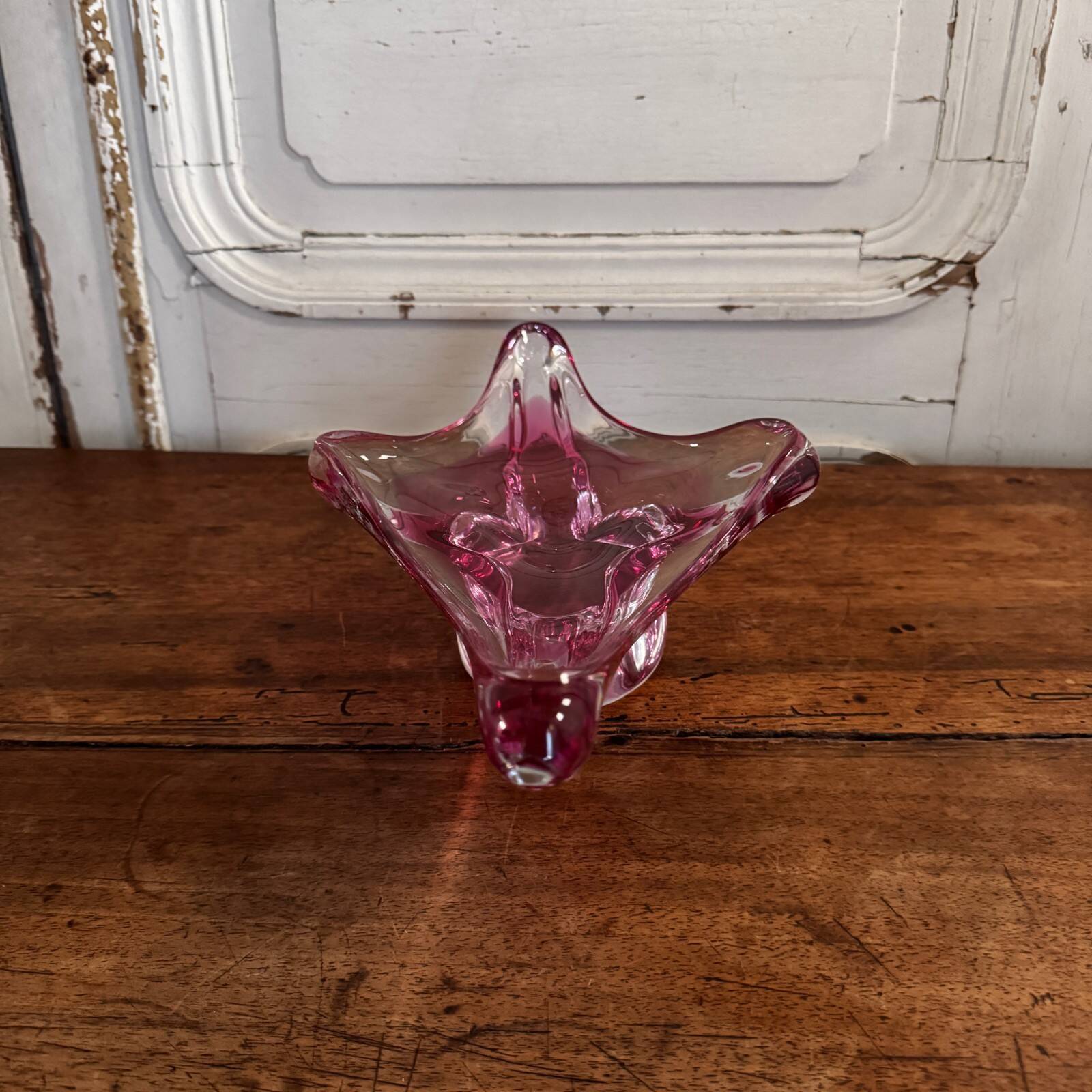 Murano fruit bowl free form purple and white background