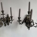 Paire d'appliques en bronze à 4 branches Napoléon III