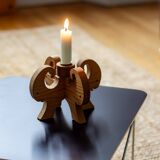 Wooden Christmas candle holder with four goat heads, Sweden, 1970s