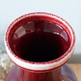 Large garnet colored ceramic vase