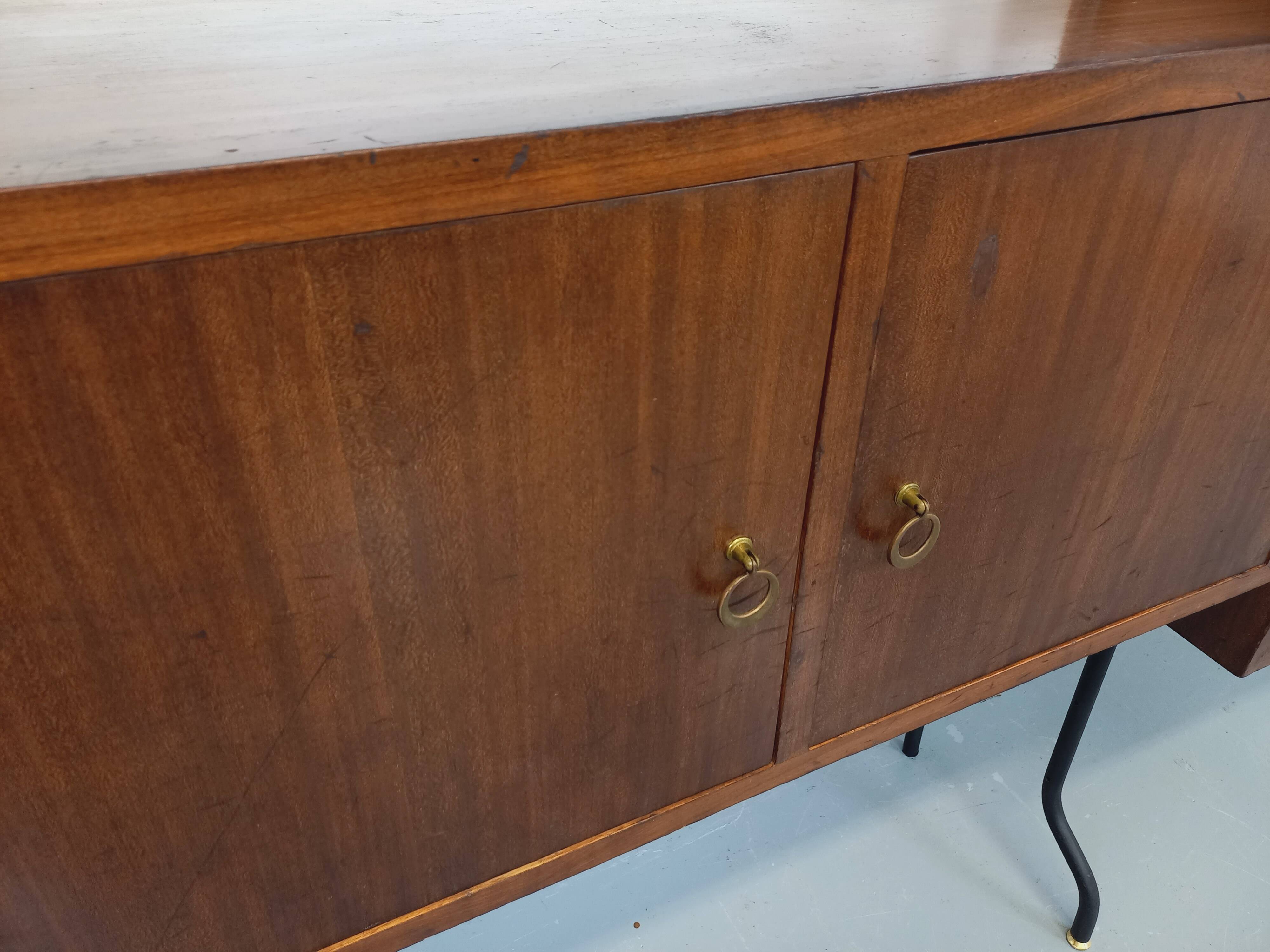 Vintage Italian double modular shelving unit in wood and metal