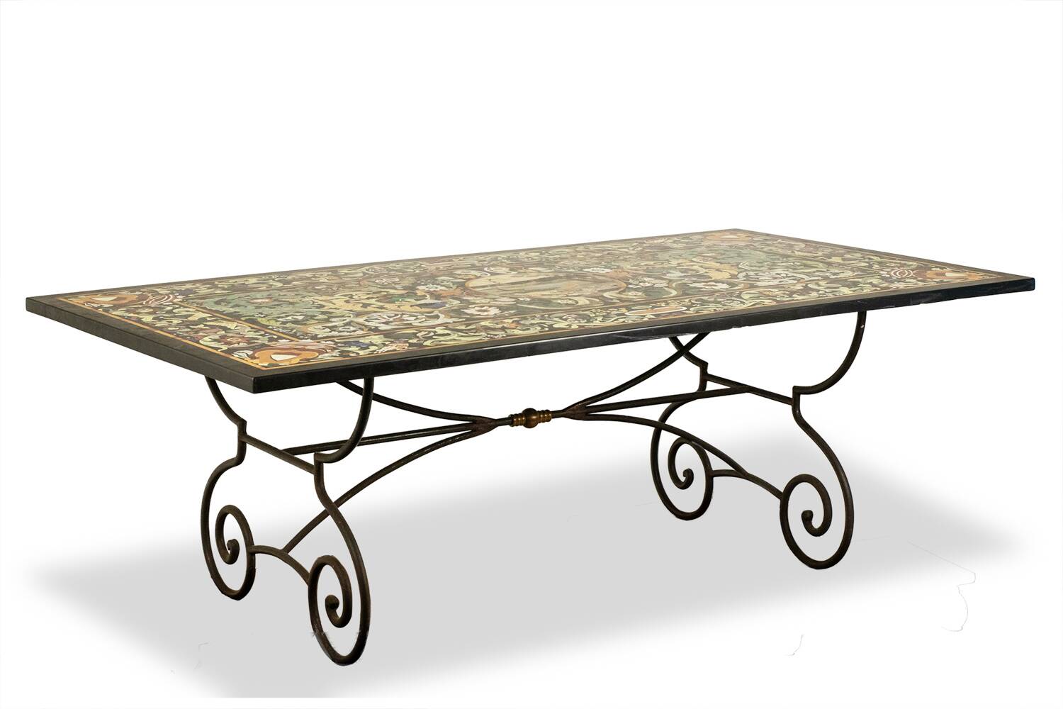 Dining table in "scagliola" and wrought iron. 1950s.
