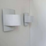 Pair of vintage wall lights, white lacquered metal, Peter Celsing Sweden 1960
