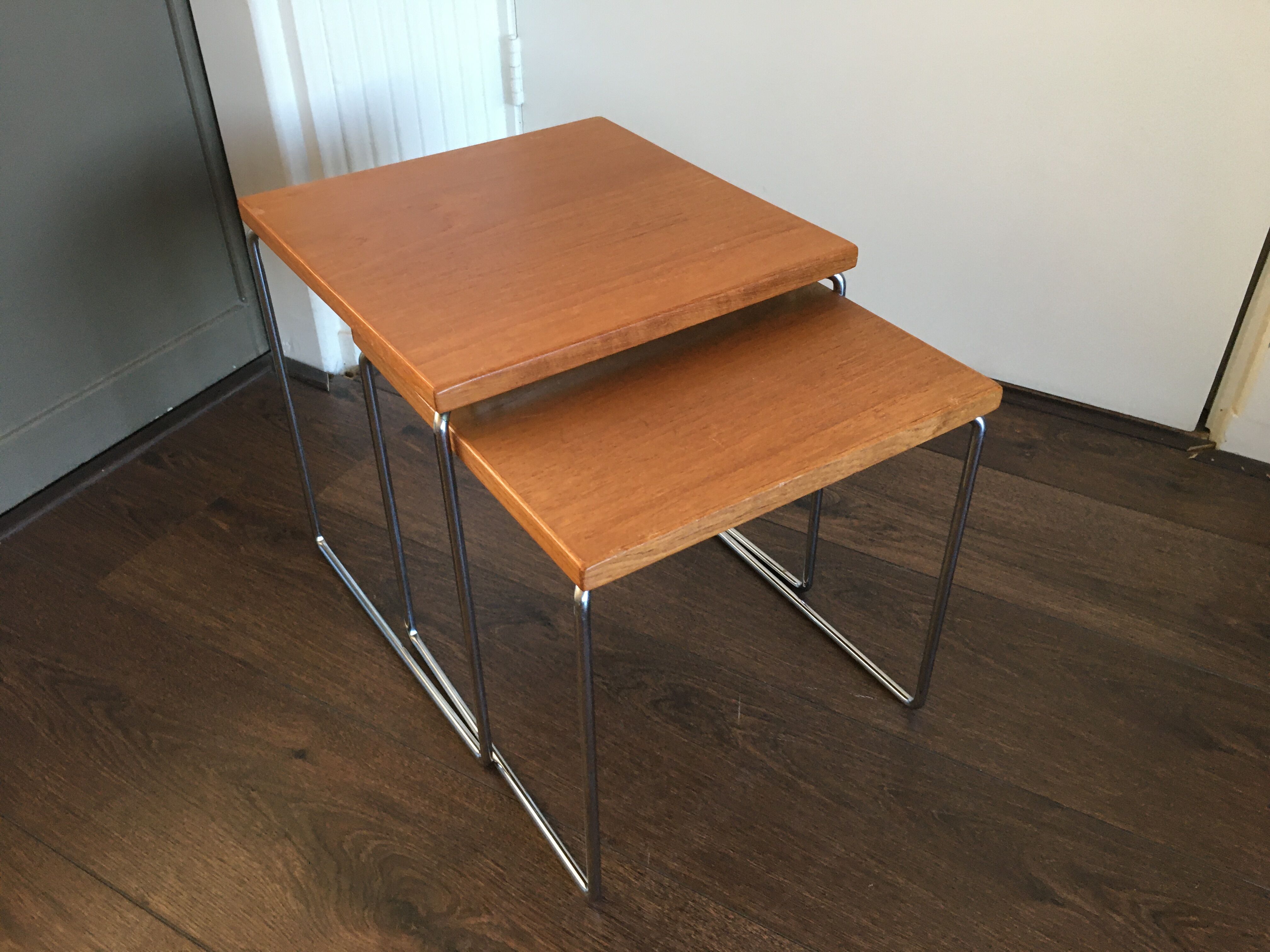 Teak and steel nesting tables from Brabantia, 1960s