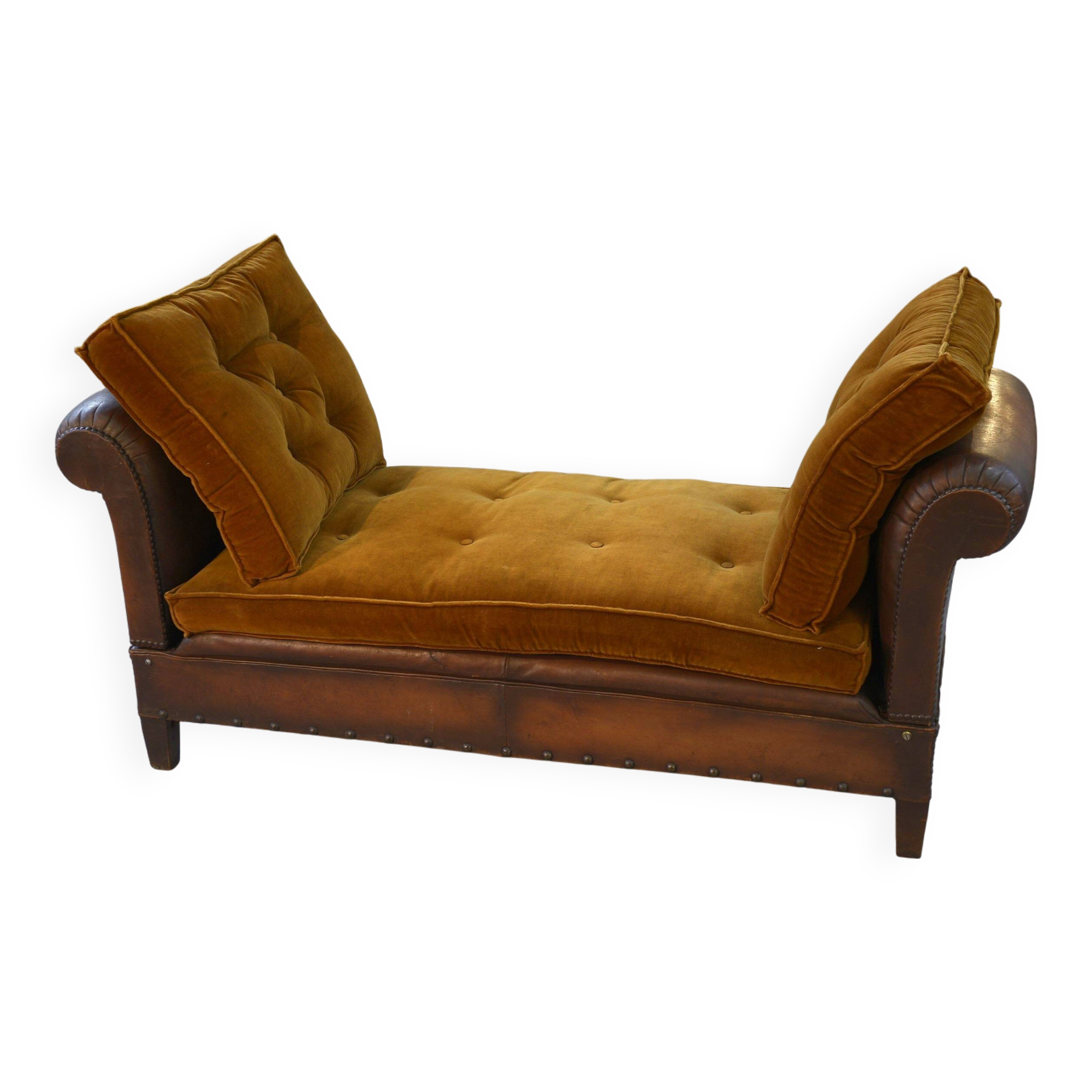 Studded leather bench circa 1920