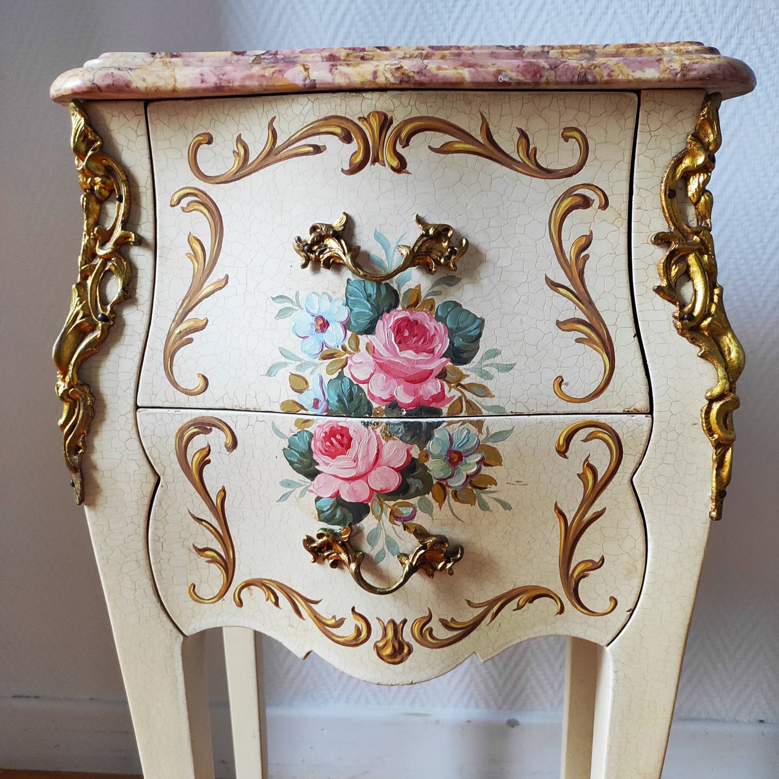 Pair of painted Louis XV style bedside tables