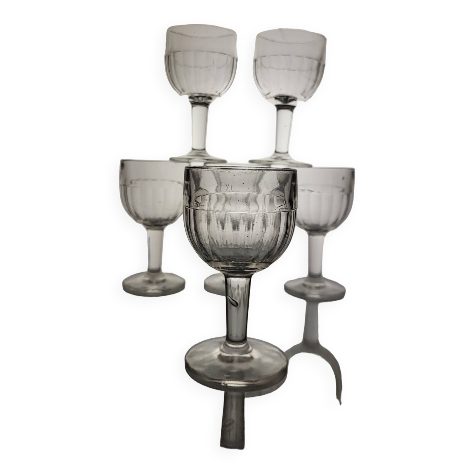 6 molded glass wine glasses