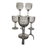 6 molded glass wine glasses