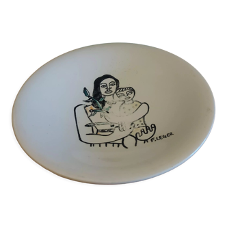 Ceramic plate signed fernand leger