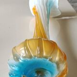 Antique large soliflore vase in venetian opaline glass, jack in the pulpit/murano. arum flower collar/triple multi-colored twisted overlay. high 40 cm