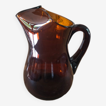 Amber blown glass pitcher