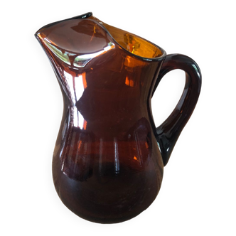 Amber blown glass pitcher