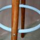 Vintage 60s bar stool in blue lacquered wood and metal.
