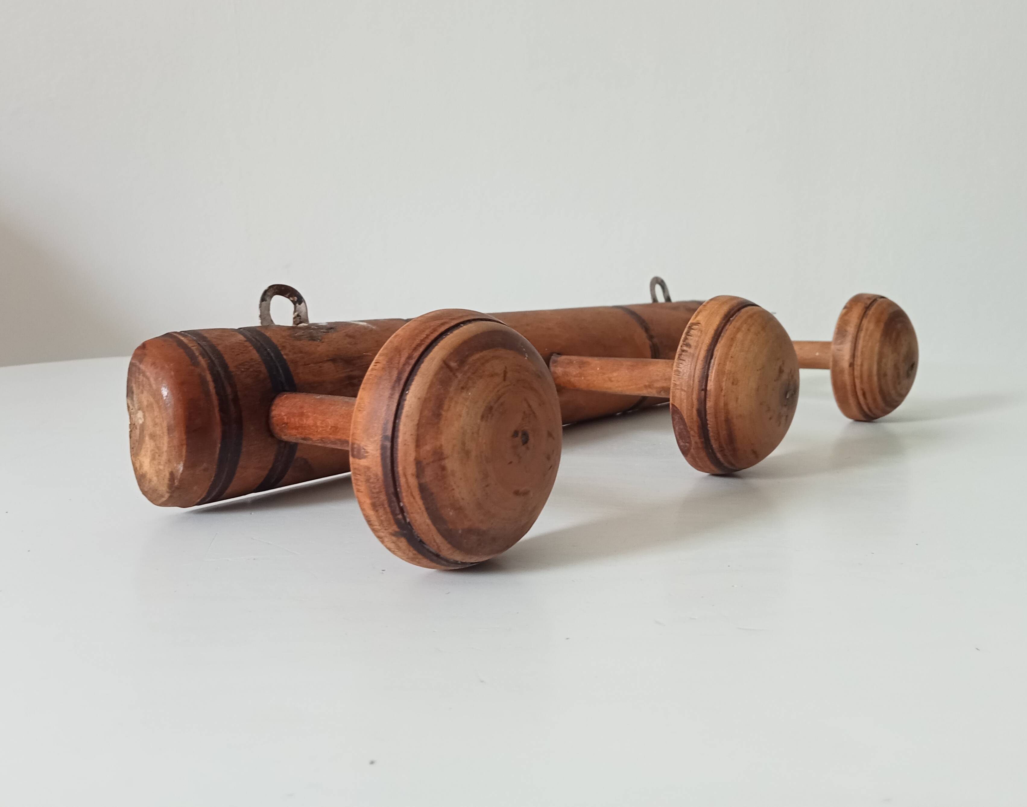 Antique folk art wall coat rack from the 50s