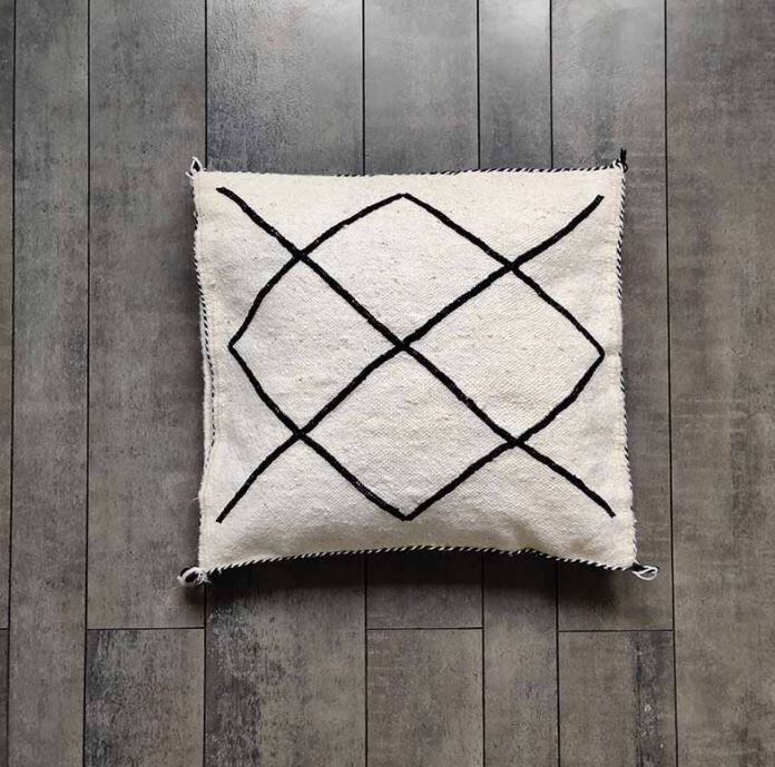 Black and white Berber kilim cushion