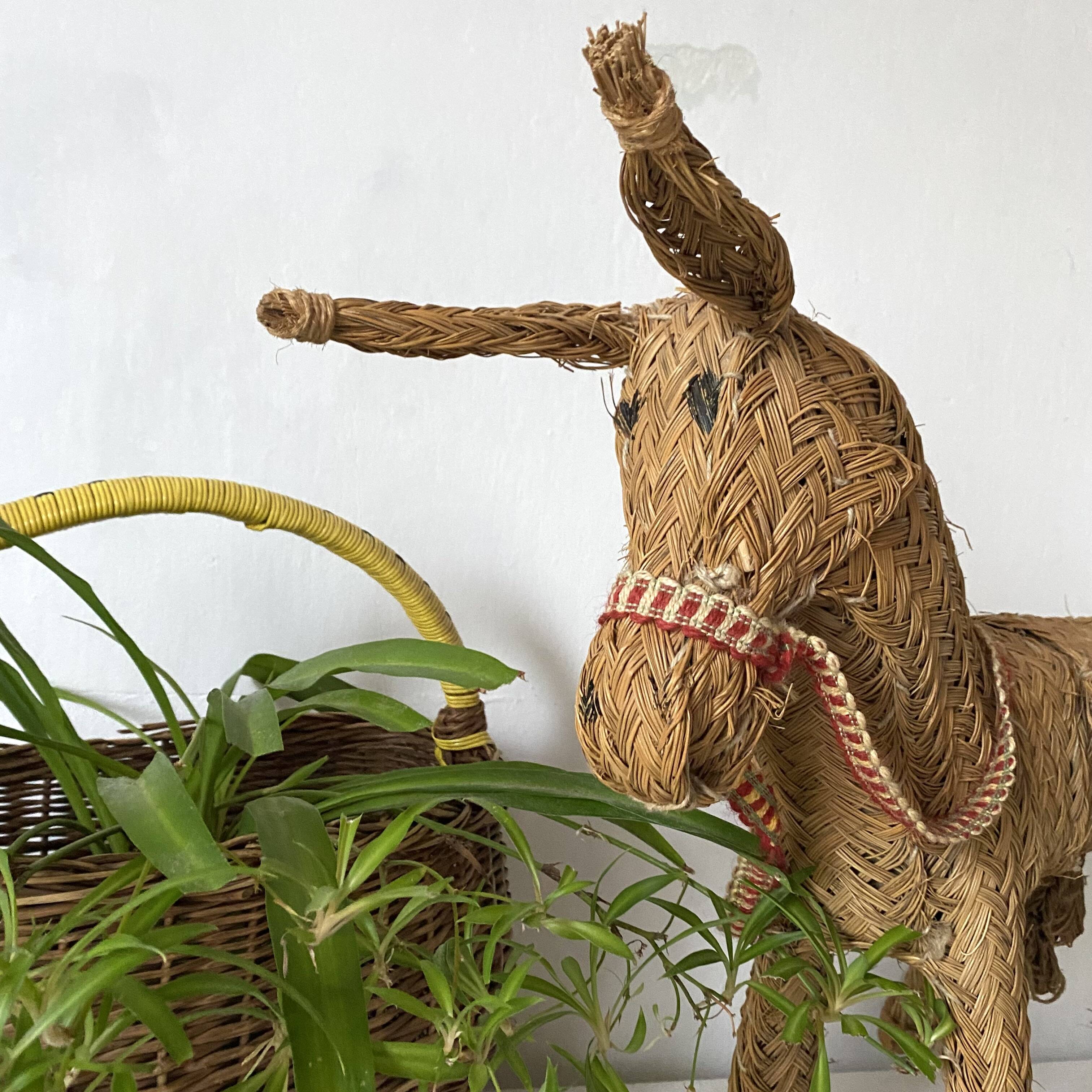 Braided straw donkey, popular art Spain, 1970s
