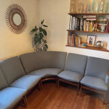 Vintage Scandinavian bench – Karl Sørlie & Sønner – restored, fabric