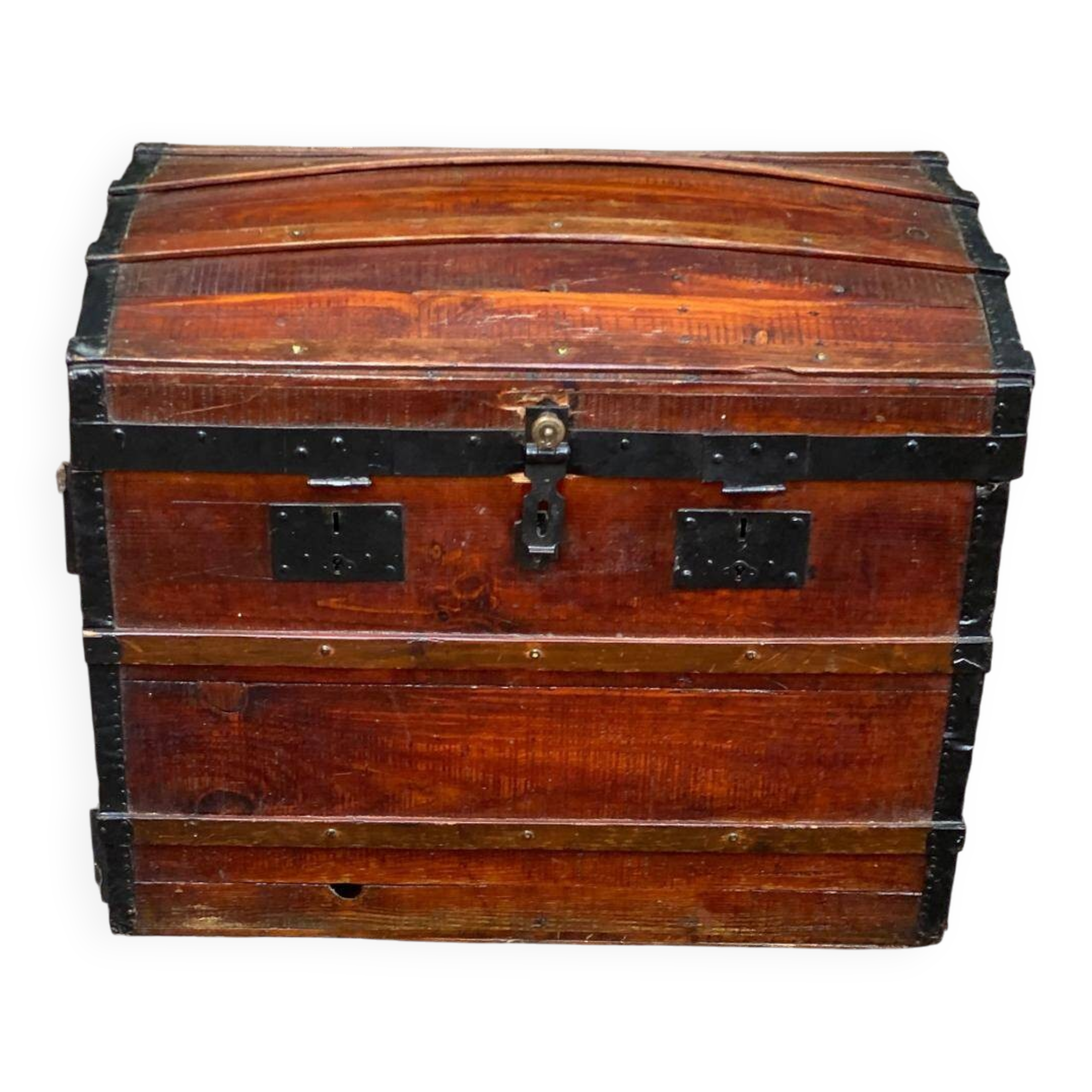 Vintage domed travel trunk from the 19th century.