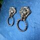 Pair of bronze devil drawer handles Art Nouveau