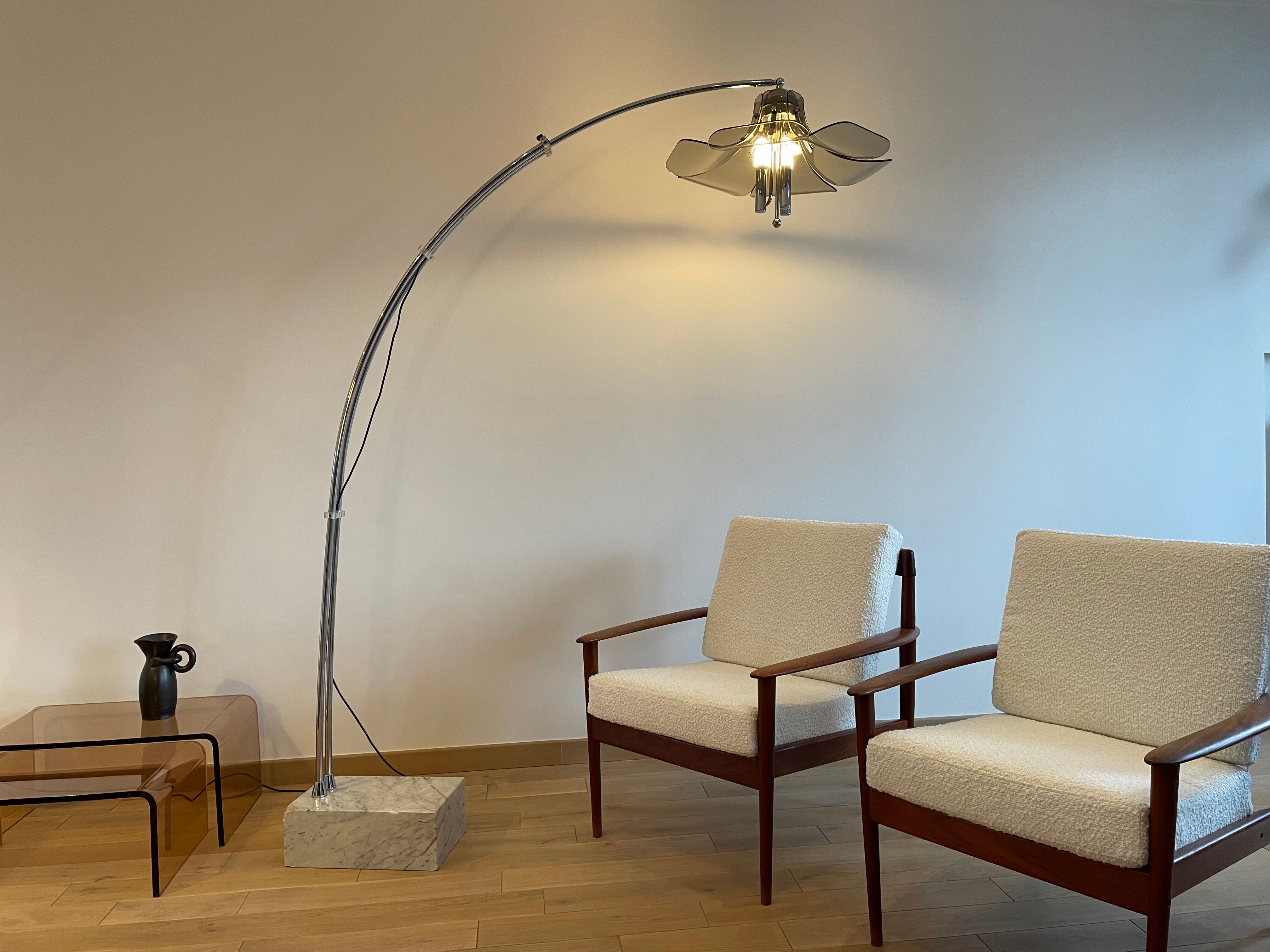 Floor lamp arc flower adjustable, italy, 1960