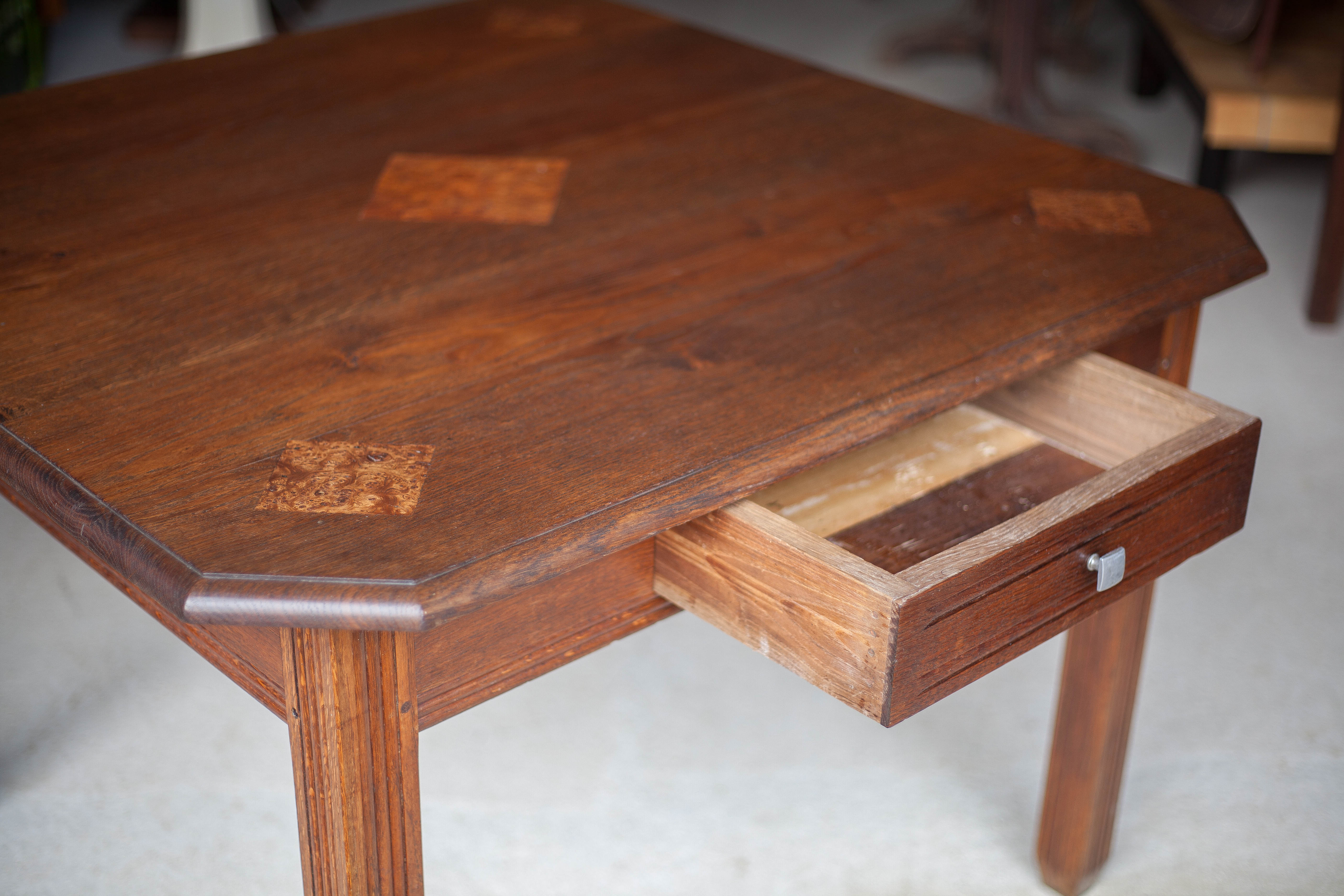 Square wooden art-deco table