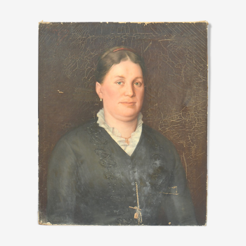 Timothée hacquart (xix-xx) oil on canvas portrait