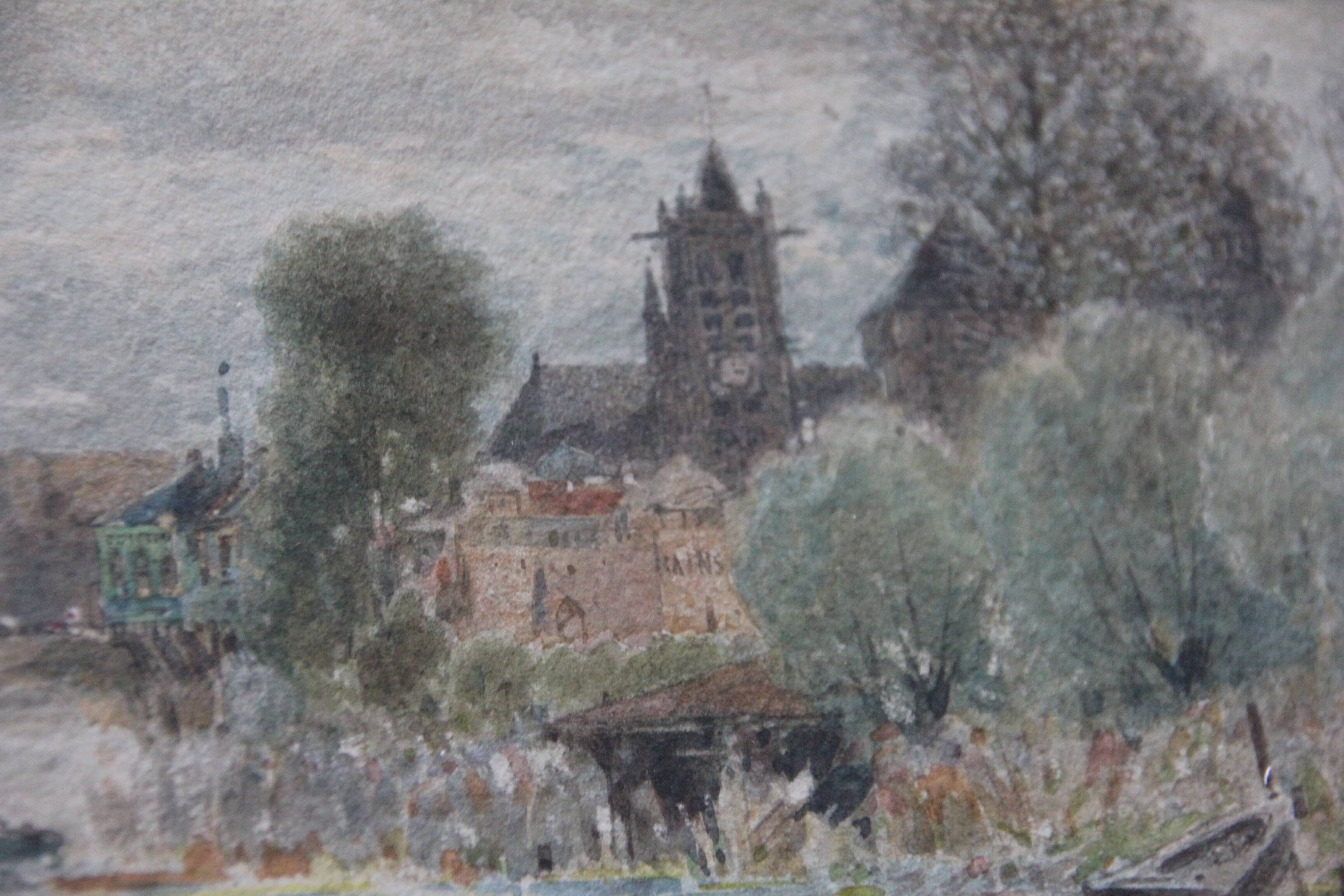 Octave Alfred SAUNIER Aquarelle Ecole de Barbizon 1877