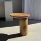 Side table in solid suar with a circular top, column base H51.5 D50.