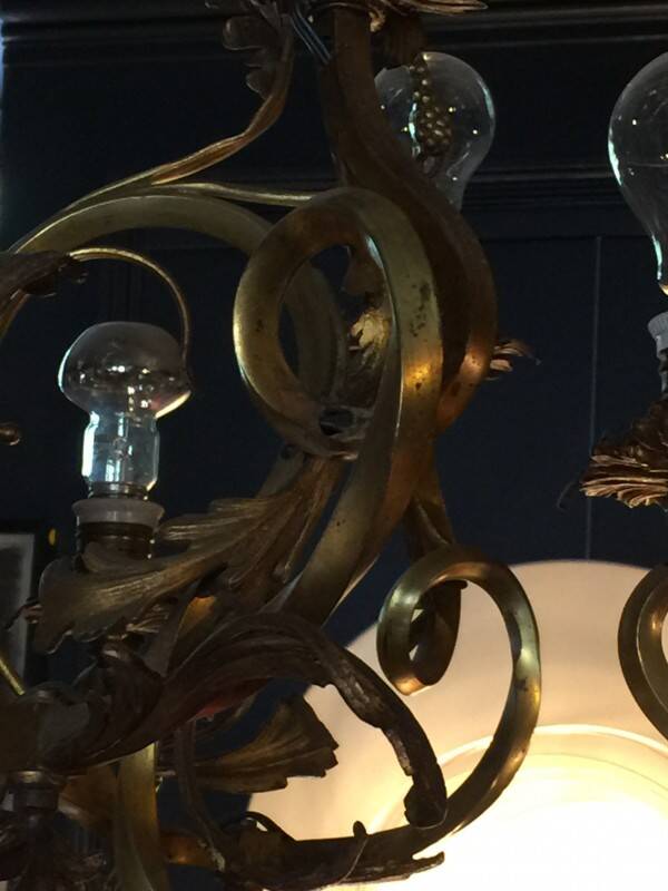 Napoleon III bronze chandelier, Louis XV style, baroque rocaille twist, 189