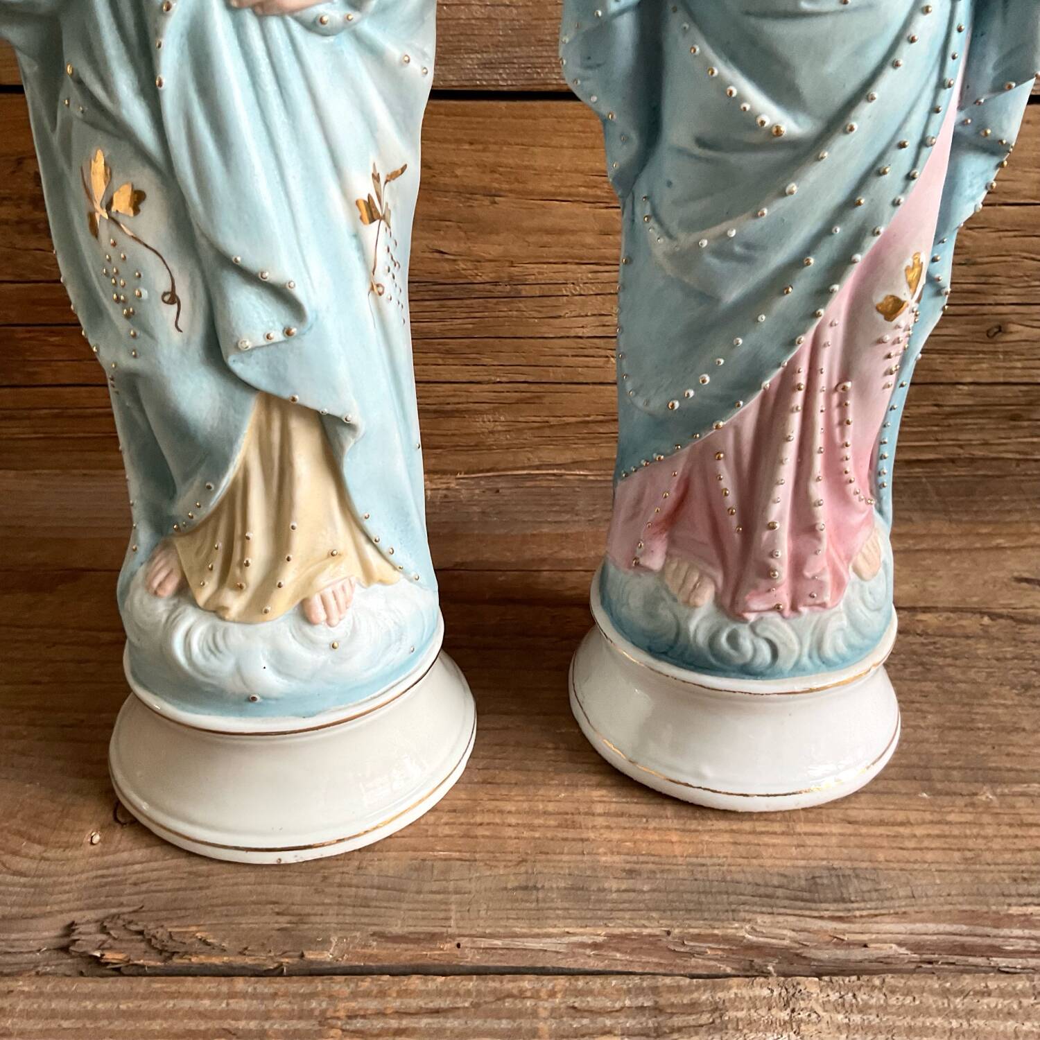 2 old religious statuettes from the early 20th century