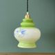 Suspension globe vintage en opaline blanche et verte