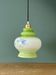 Suspension globe vintage en opaline blanche et verte
