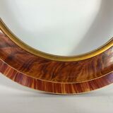 Old oval frame patinated wood & gilded stucco 1930, 52x40cm