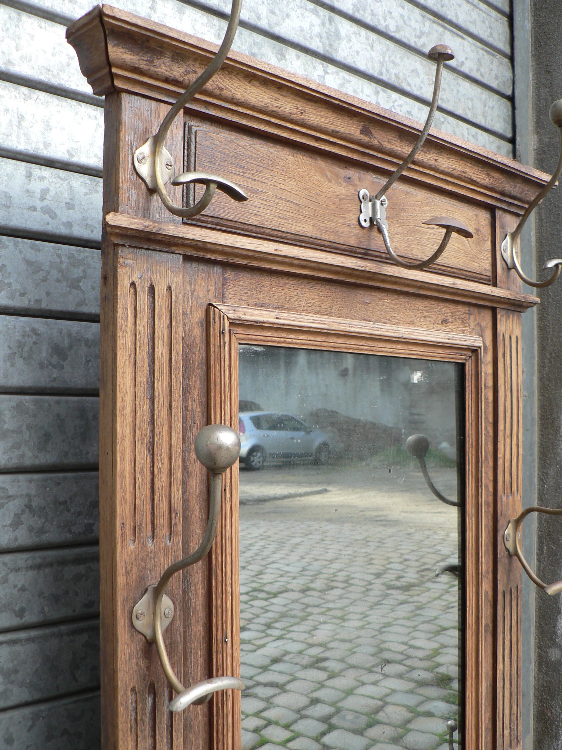 Coat rack wall mirror