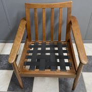 Black fabric relax chair, wiht wood frame 1960s