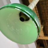 Chandelier with brass body and green opaline