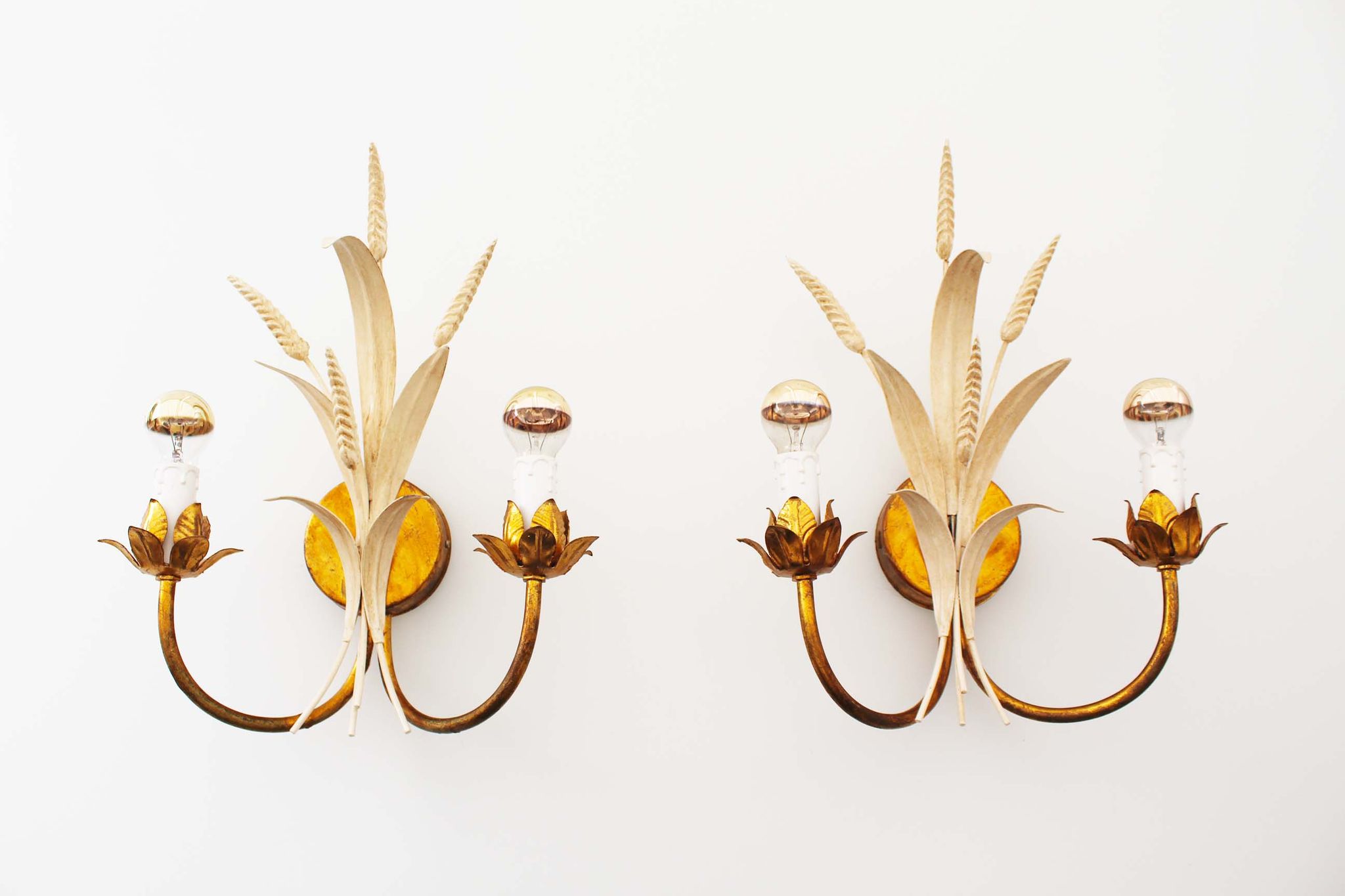 Pair of Vintage Gilt Sheaf of Wheat Scones by Hans Kögl