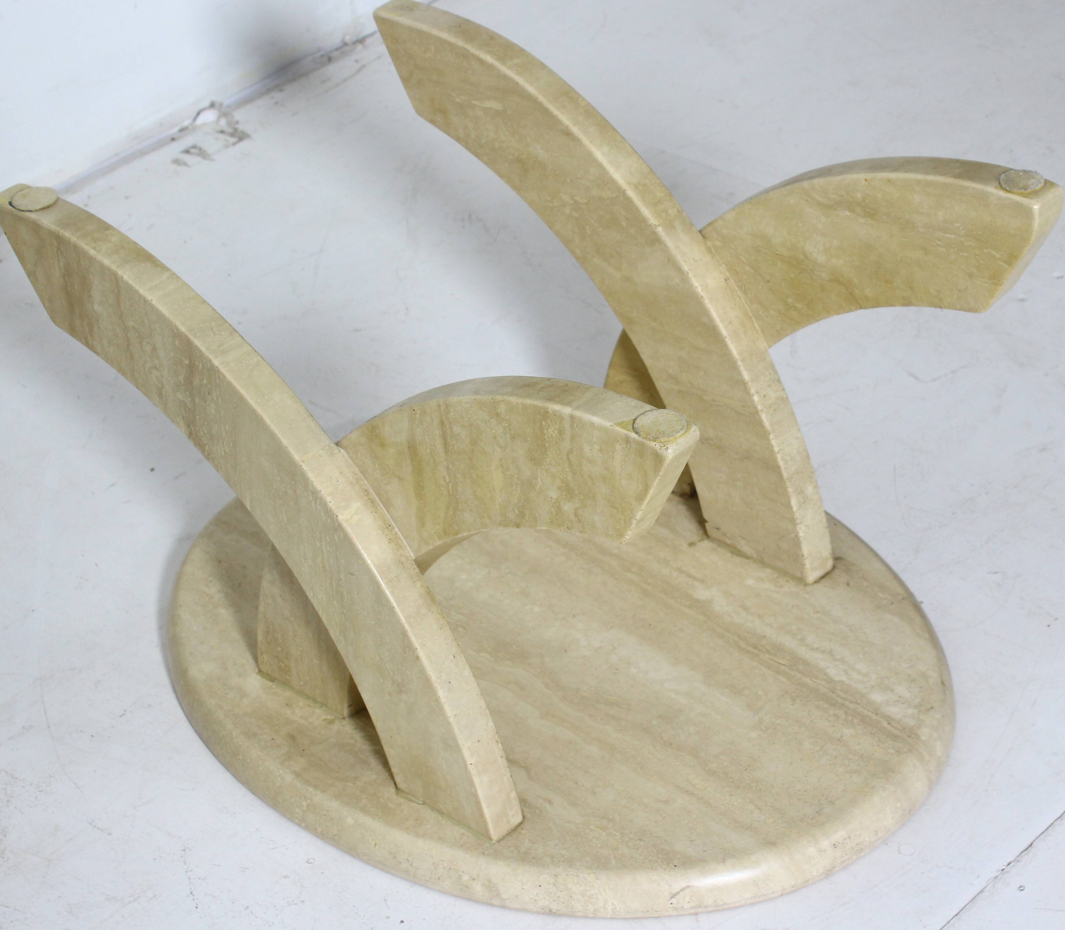 Vintage oval travertine coffee table from the 70s