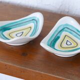 Pair of ceramic cups, abstract décor, 50s
