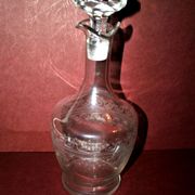 Baccarat crystal decanter engraved with guilloché volute acid 1920
